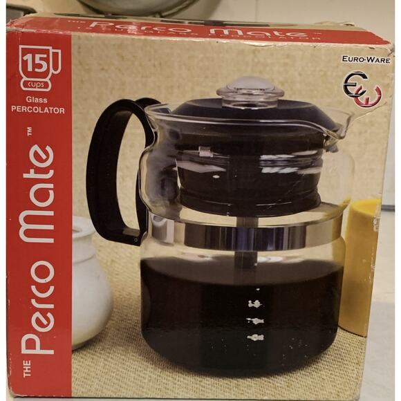 EuroHome Perco Mate 15 Cup Clear Glass Coffee Percolator Heat Resistant - Picture 2 of 9